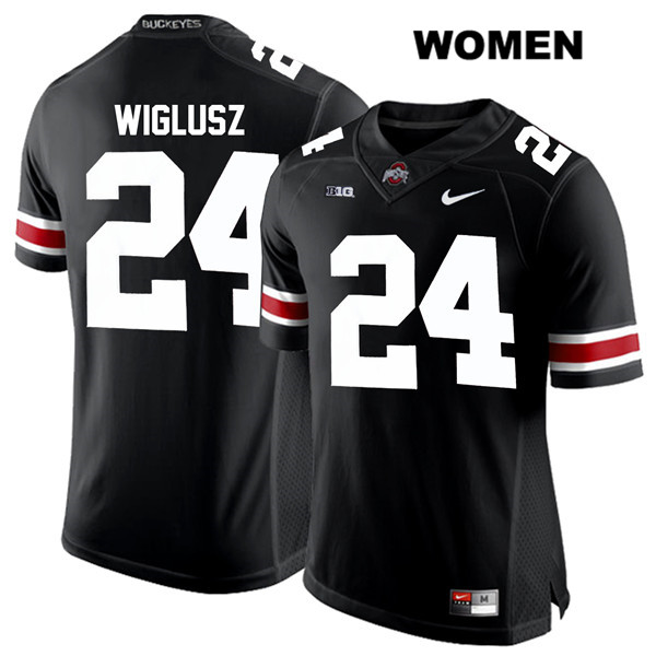 Ohio State Buckeyes Women's Sam Wiglusz #24 White Number Black Authentic Nike College NCAA Stitched Football Jersey LV19O37DY